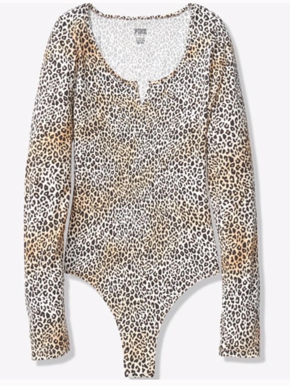 NWT PINK by Victoria’s Secret Cheetah Print Long Sleeve Bodysuit | Size Small